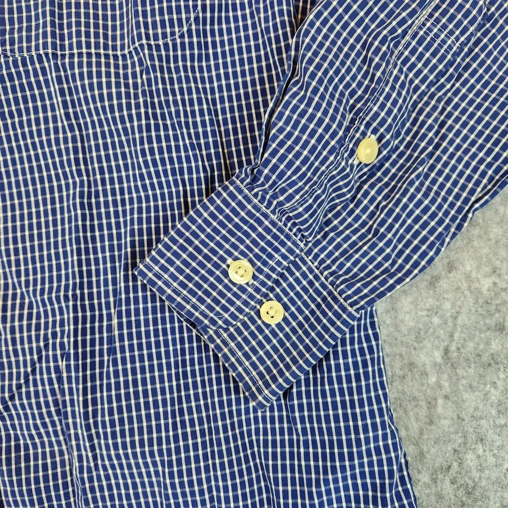 Willis & Geiger Outfitters Shirt Mens Blue Graph Check Plaid Causal Pocket READ